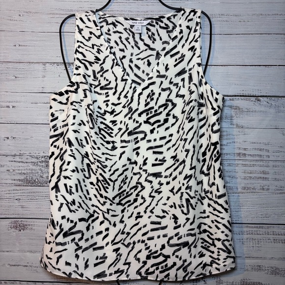 Nine West Black and White Abstract Tank Top - Picture 1 of 3